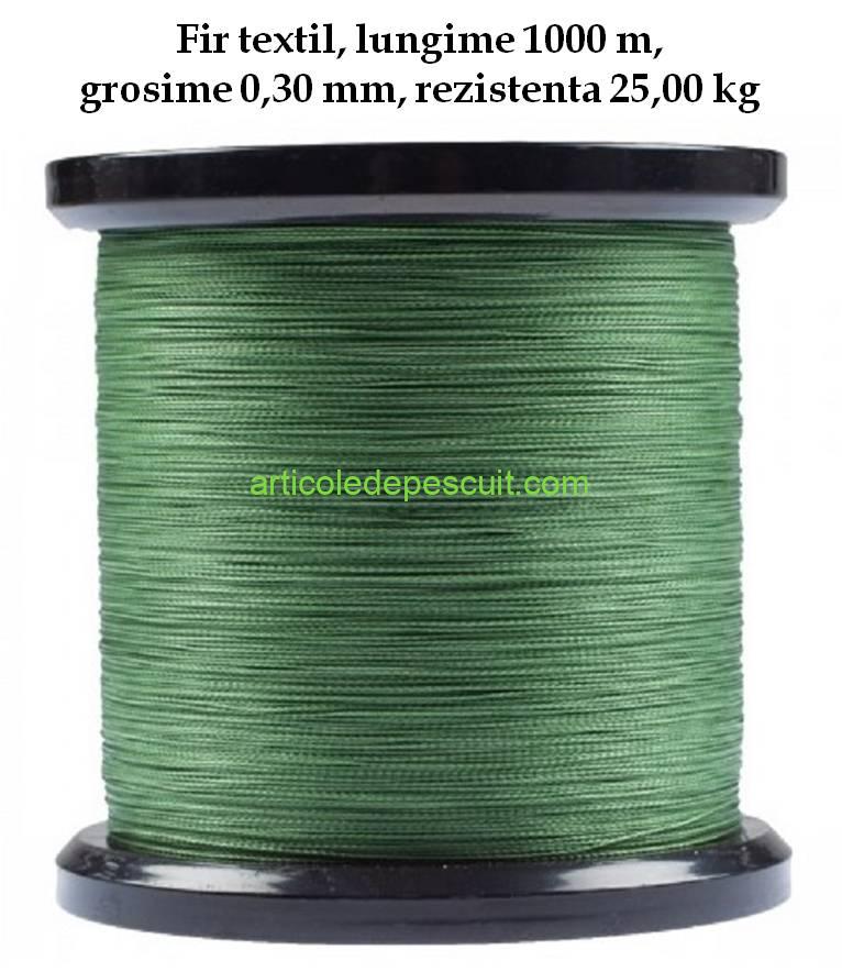Fir textil, rola de 1000 m, verde, grosime 0,30 mm, rezistenta 25,00 kg