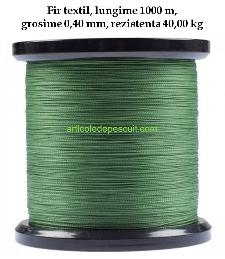 Fir textil, rola de 1000 m, verde, grosime 0,40 mm, rezistenta 40,00 kg