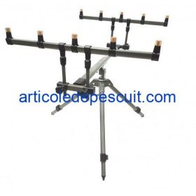 RodPod East Shark, fabricat din aluminiu si otel, cu 5 posturi, cu 3 picioare