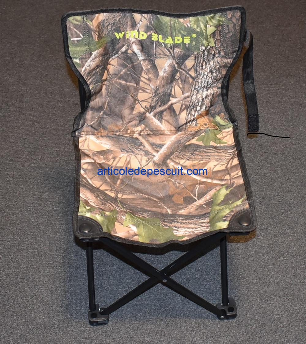 Scaun mic pescar, cu spatar, camunflaj, Wind Blade