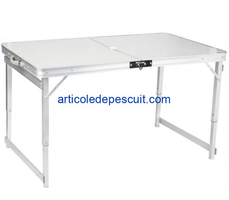 Masa camping, inaltime reglabila, 120 x 60 cm, pliabila, portabila, cu 4 scaune - imagine 2