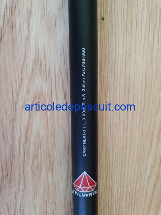 Lanseta lungime 3,60 m, Diamant Alb, Next Carp, Carbon 80 %, 3,50 Lbs, din 3 tronsoane - imagine 4