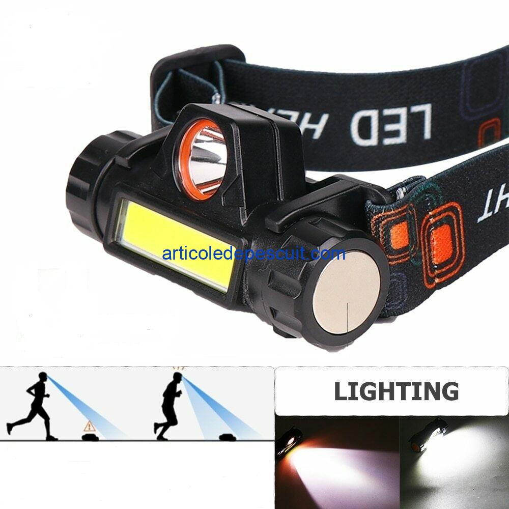 Lanterna de cap, cu LED magnetic, reincarcabila prin USB - imagine 4