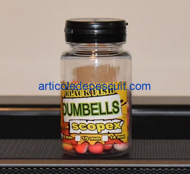 Pop-Up Dumbells feeder, cu aroma de Scopex, diametru 8 mm, Black Fish