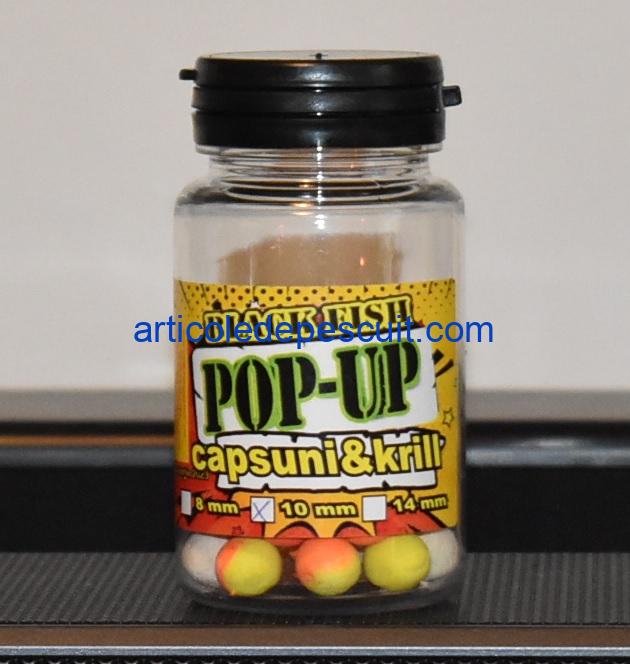 Pop-Up cu aroma de Capsuni & Krill, diametru 10 mm, Black Fish