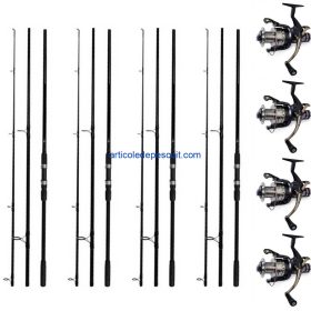 Set 4 Lansete pentru Crap, lungime 3.60 m + 4 mulinete SW 60 cu 10 rulmenti