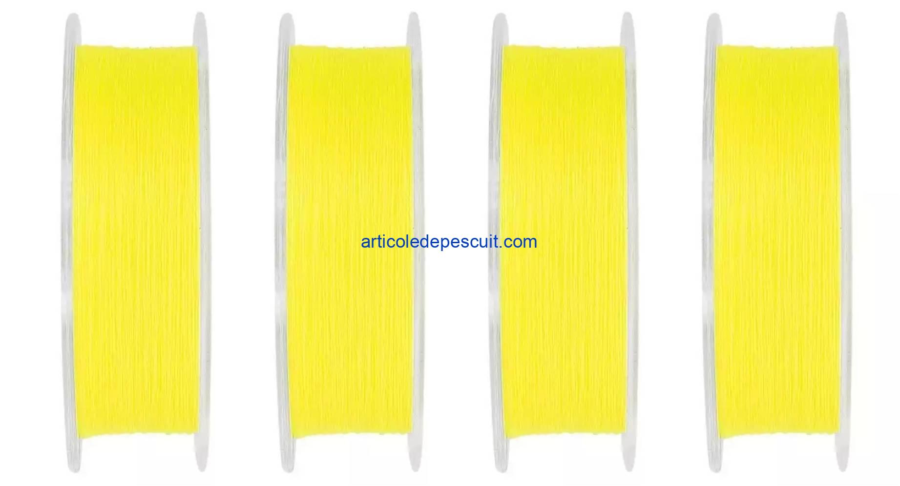4 role de fir monofilament, set, a 300 m, galben Fluo, diferite grosimi