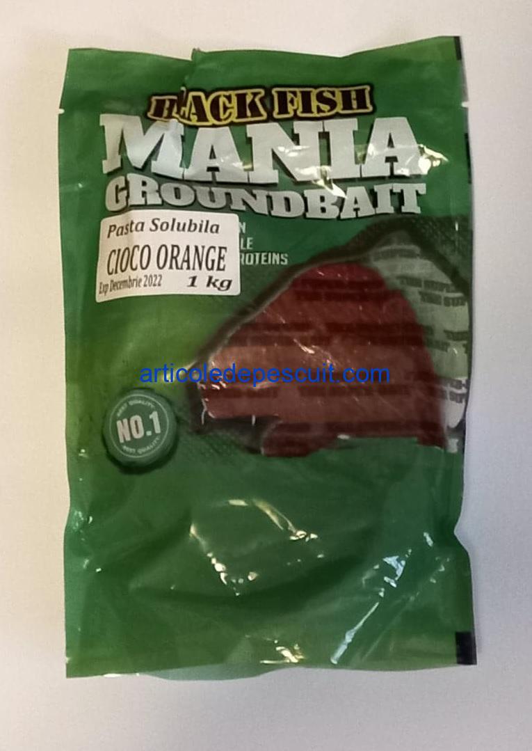Pasta solubila, greutate neta 1,00 kg, Black Fish Mania GroundBait, aroma Ciocolata si Orange – produs nou