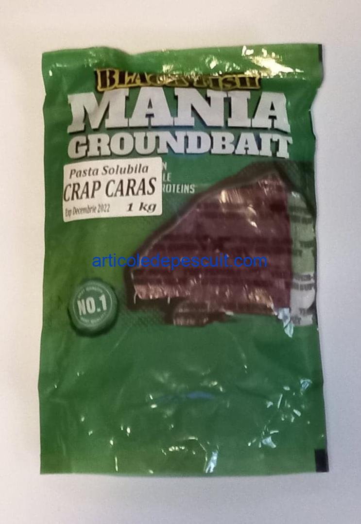 Pasta solubila, greutate neta 1,00 kg, Black Fish Mania GroundBait, aroma Crap Caras – produs nou