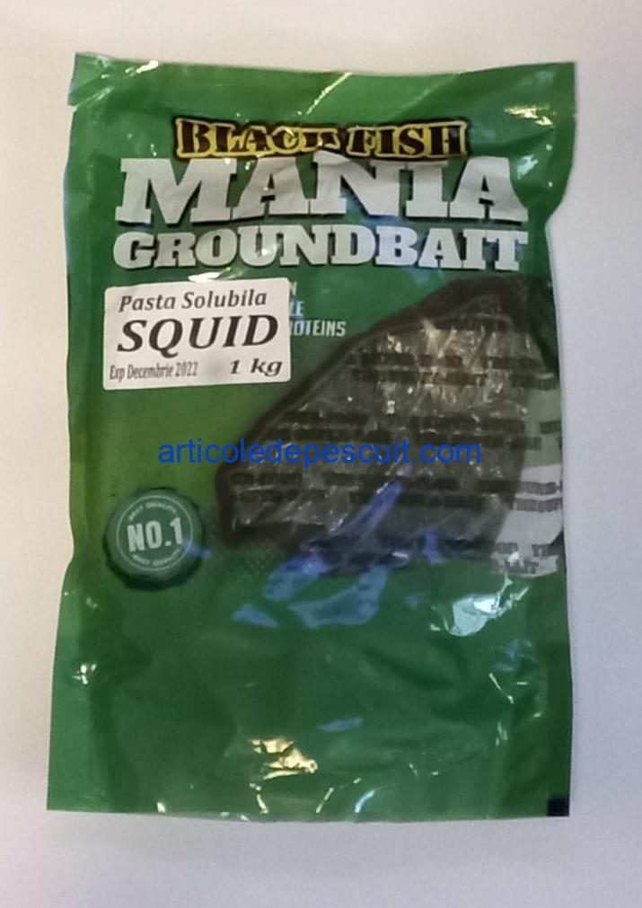 Pasta solubila, greutate neta 1,00 kg, Black Fish Mania GroundBait, aroma Squid – produs nou