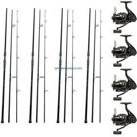 Set 4 Lansete Crap si Somn, Carbon 100 %, 3,60 m, de 4,5 Lbs, + 4 mulinete Saimino GH 10000,13 rulmenti, tambur LongCast – produse noi