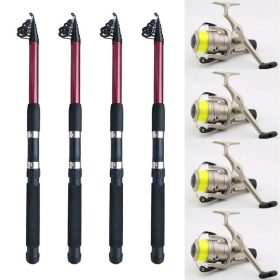 Set - 4 lansete telescopice de 3,60 m + 4 mulinete, cu 5 rulm. si 150 m fir pe tambur – produse noi