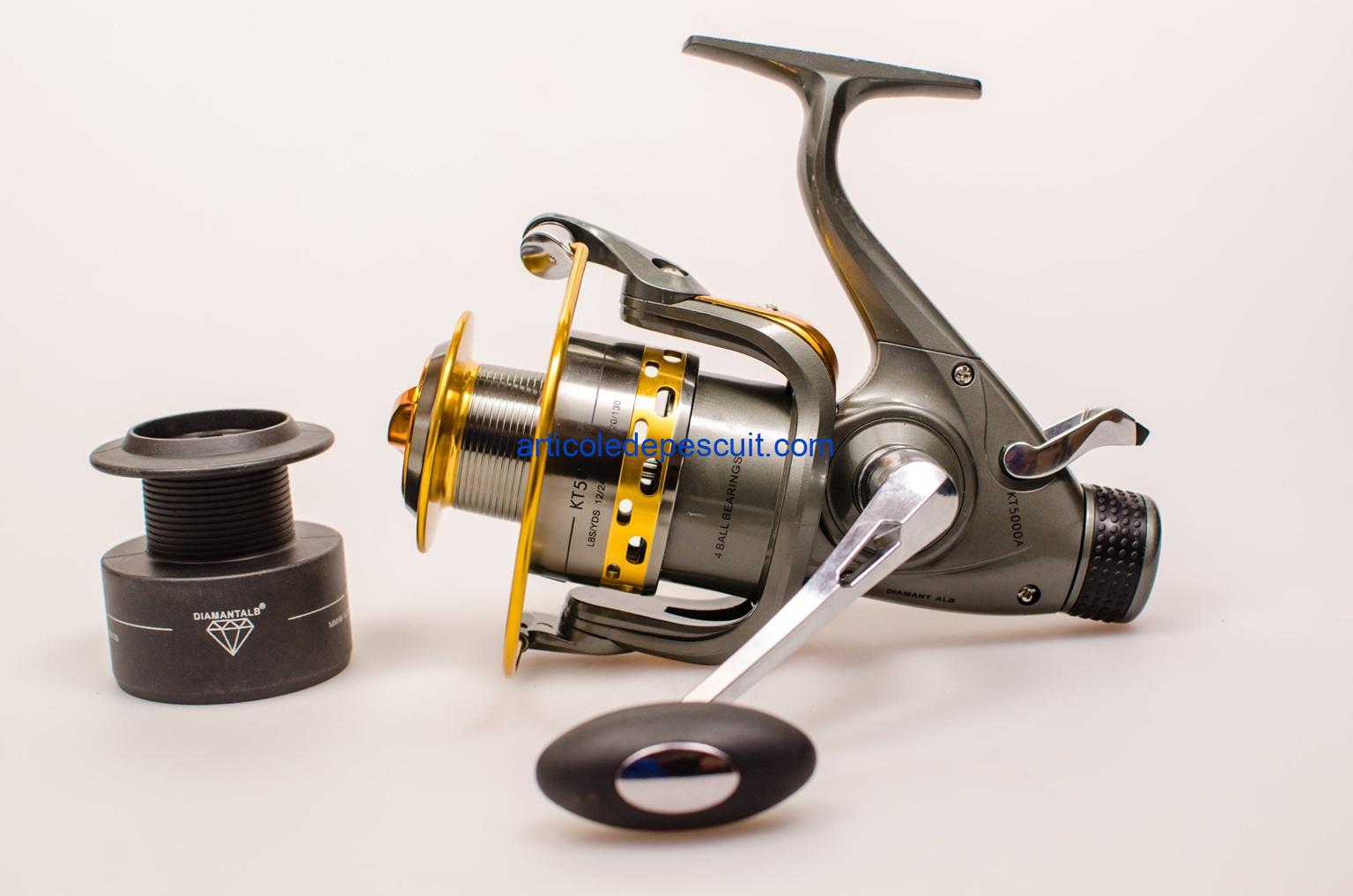 Set 4 mulinete Crap si Somn, Diamant Alb, KT 5000A cu 6 rulmenti, tambur din aluminiu, Baitrunner - produse noi - imagine 6