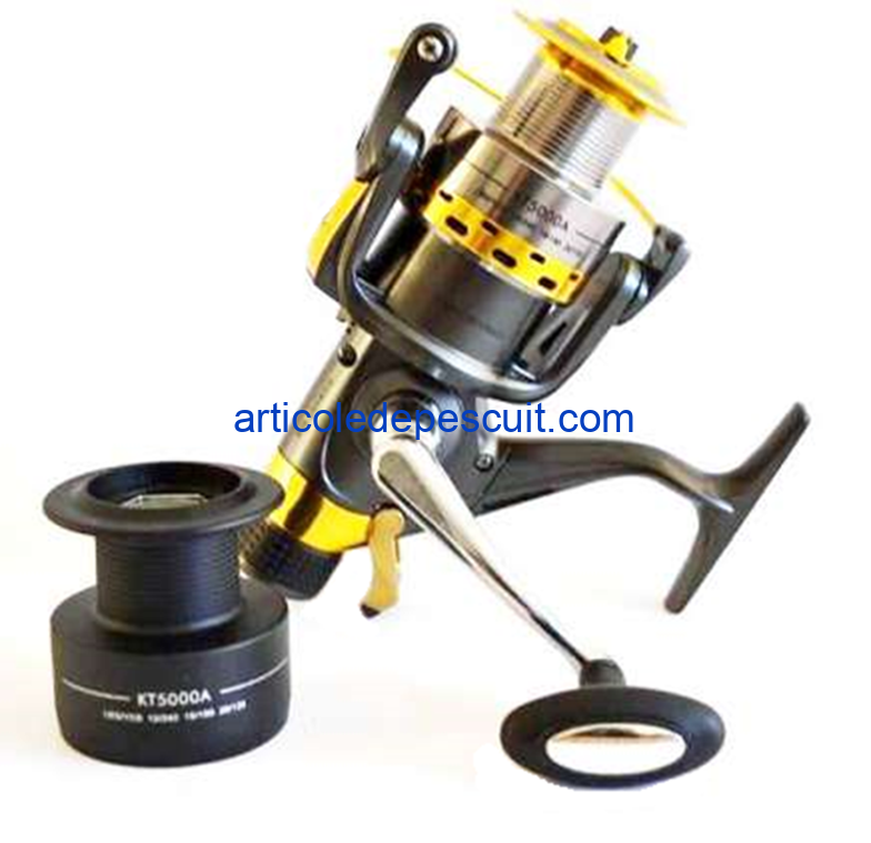 Set 4 mulinete Crap si Somn, Diamant Alb, KT 5000A cu 6 rulmenti, tambur din aluminiu, Baitrunner - produse noi - imagine 4
