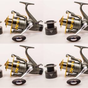 Set 4 mulinete Crap si Somn, Diamant Alb, KT 5000A cu 6 rulmenti, tambur din aluminiu, Baitrunner - produse noi