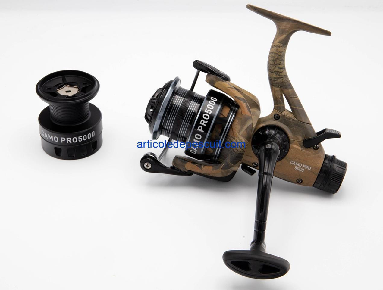 Mulineta Crap si Somn, SIRENA CAMO PRO 5000, cu 10 rulmenti, tambur aluminiu, BaitRunner – produs nou - imagine 2