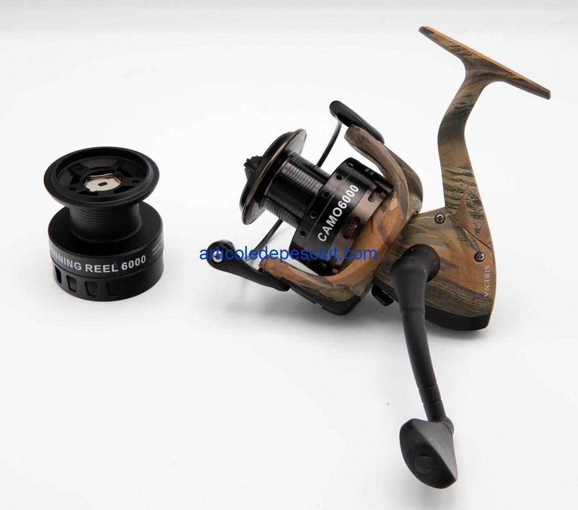 Mulineta Crap si Somn, SIRENA CAMO 6000, cu 10 rulmenti, tambur aluminiu – produs nou - imagine 2