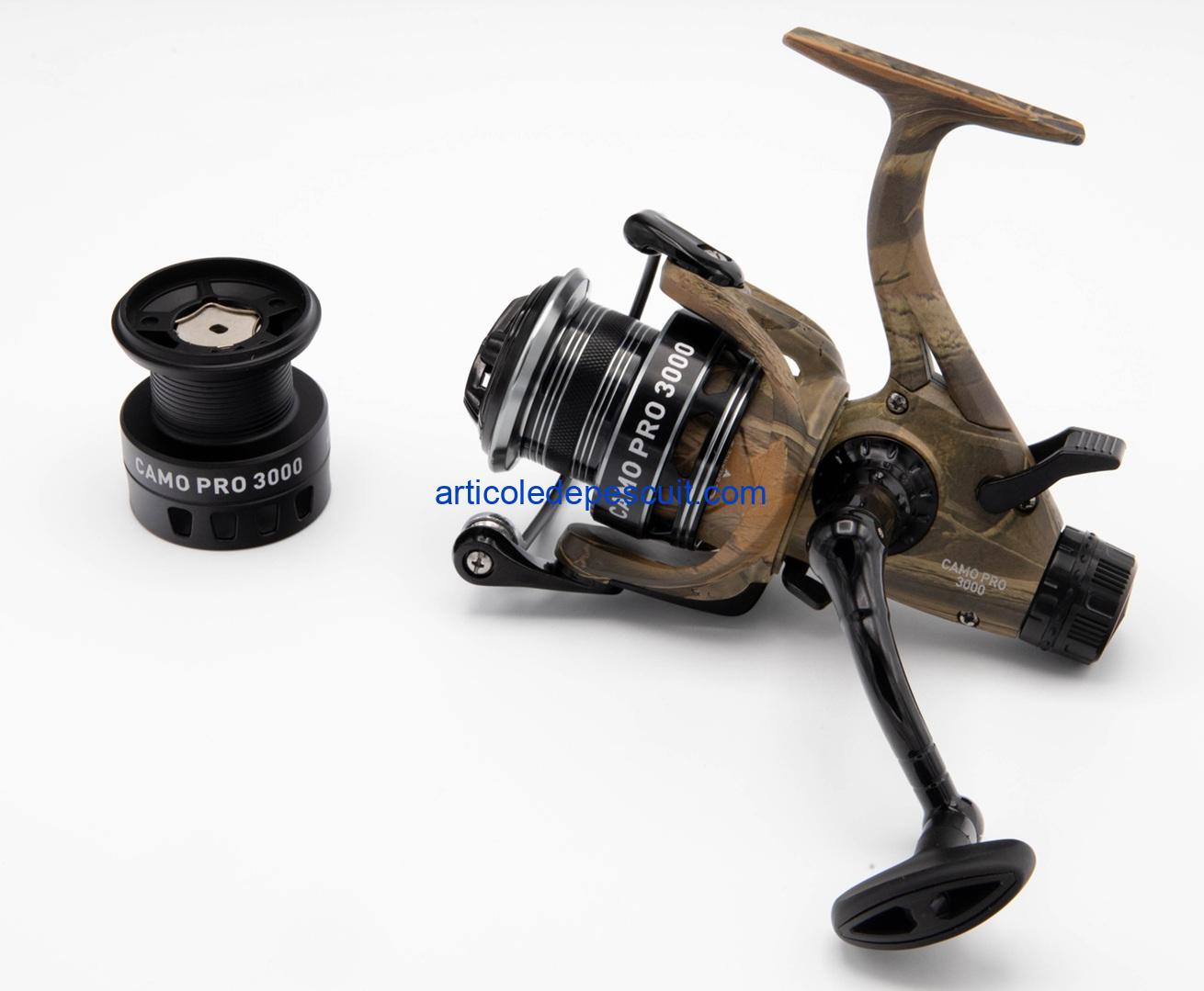 Mulineta Crap si Somn, SIRENA CAMO PRO 3000, cu 10 rulmenti, tambur aluminiu, BaitRunner – produs nou - imagine 2