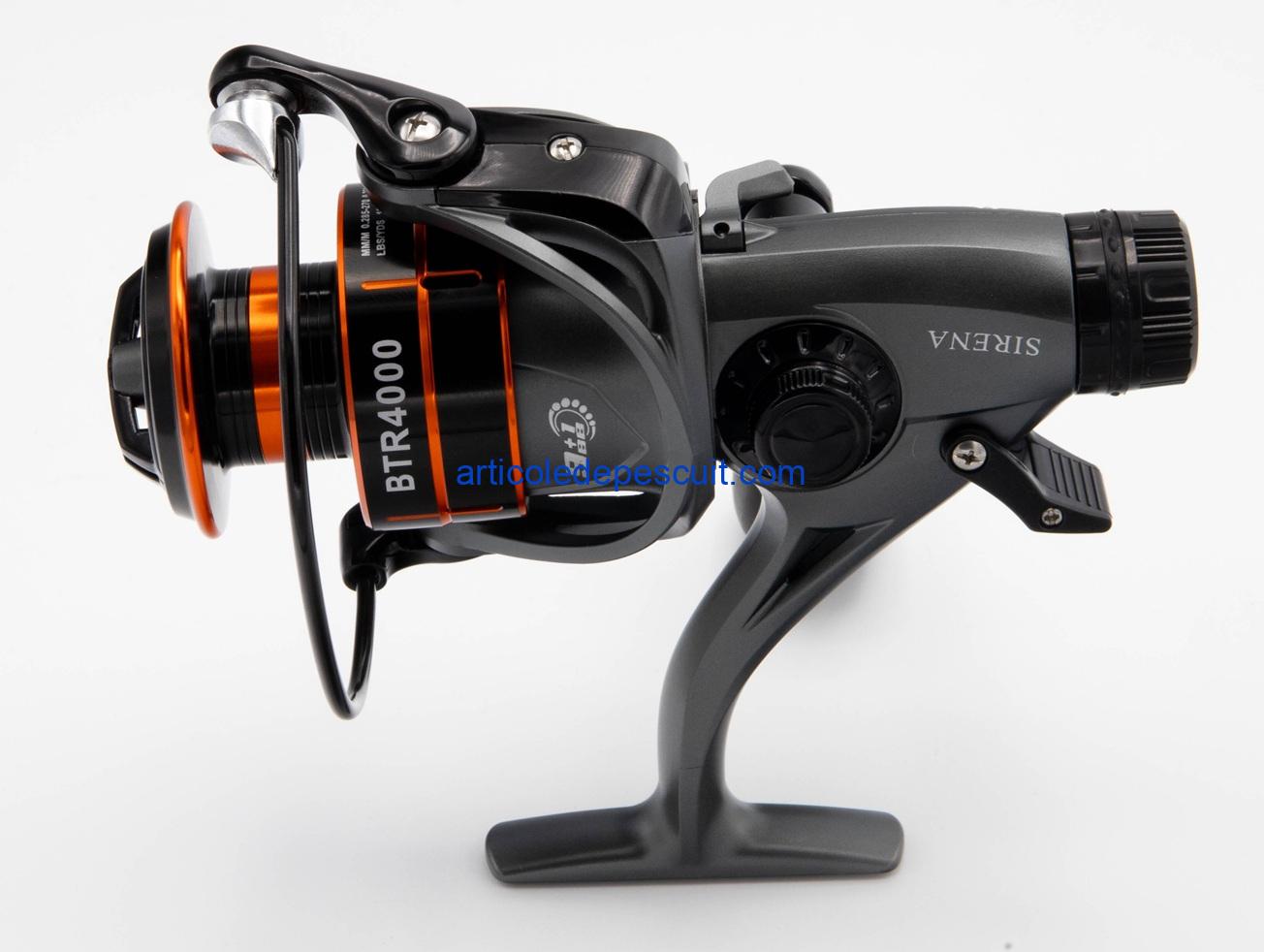 Mulineta Spinning, SIRENA BTR 4000, cu 10 rulmenti, tambur metalic, BaitRunner – produs nou