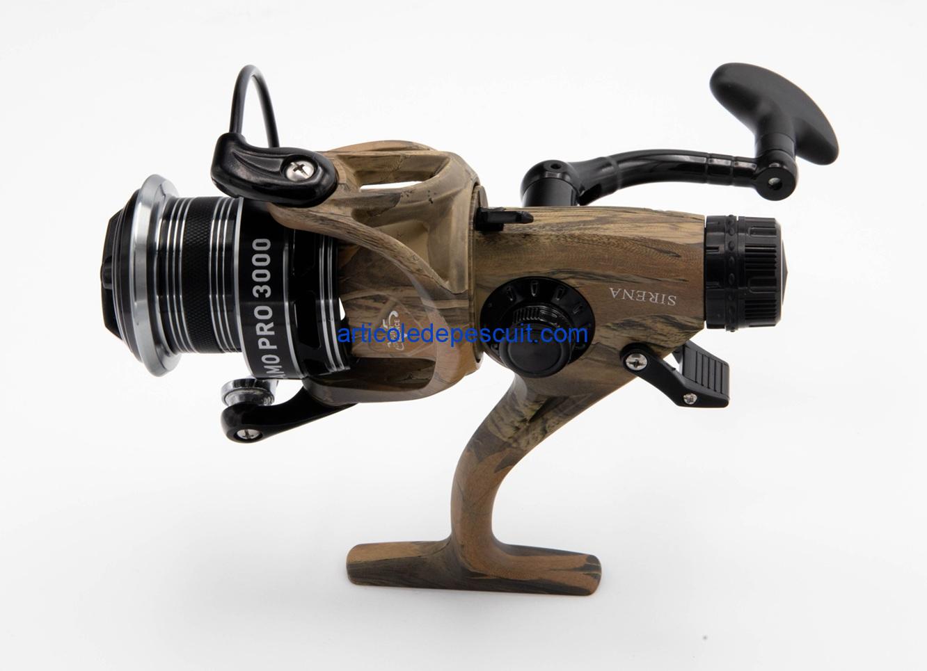 Mulineta Crap si Somn, SIRENA CAMO PRO 3000, cu 10 rulmenti, tambur aluminiu, BaitRunner – produs nou - imagine 3